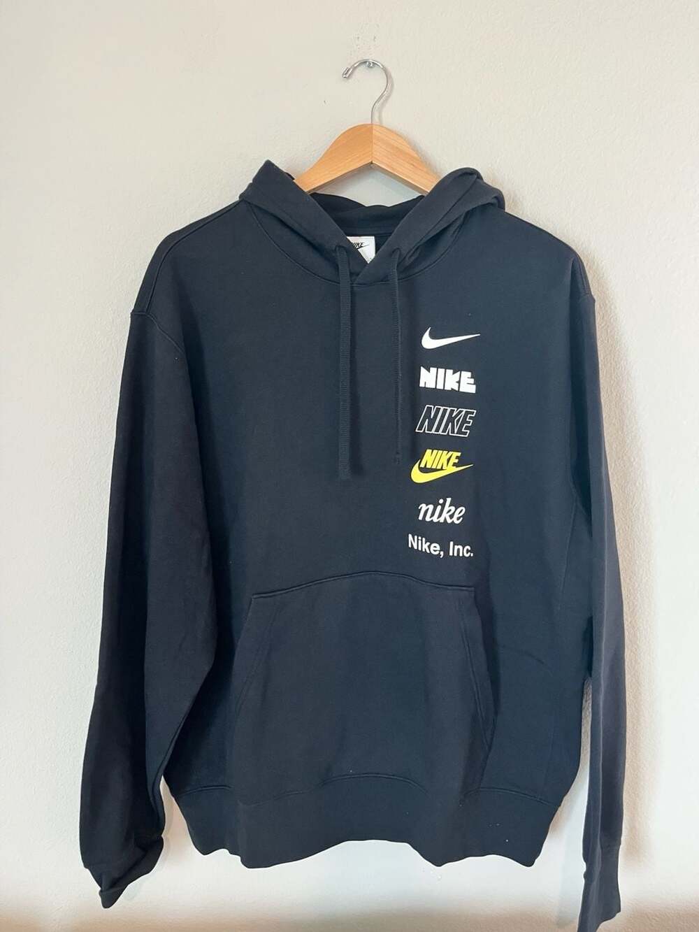 Nike, Sportswear Club Fleece, Logo Evolution Hoodie, Streetwear, Black, Large